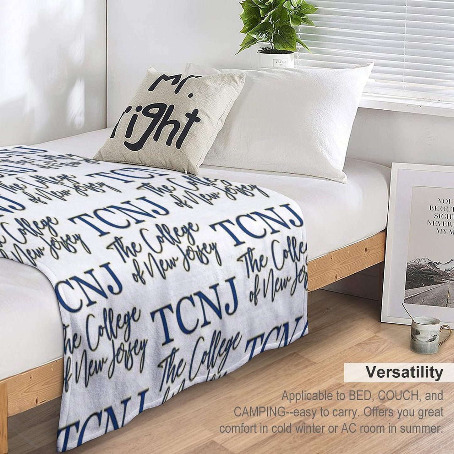 TCNJ The College of NJ Script Logo Throw Blanket