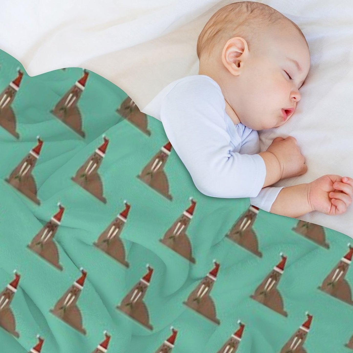Christmas Walruses on Blue Throw Blanket