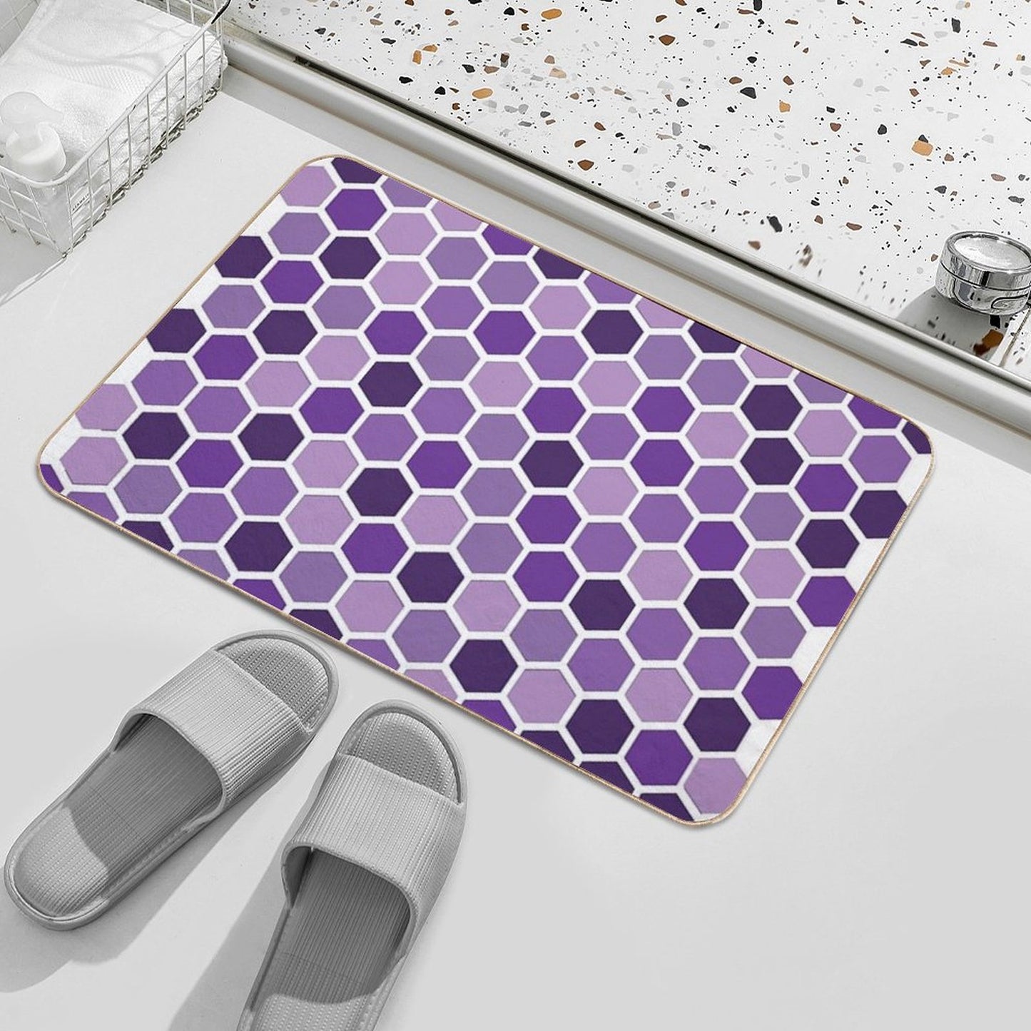 Shades Of Purple Hexagonal Pattern Bath Mat