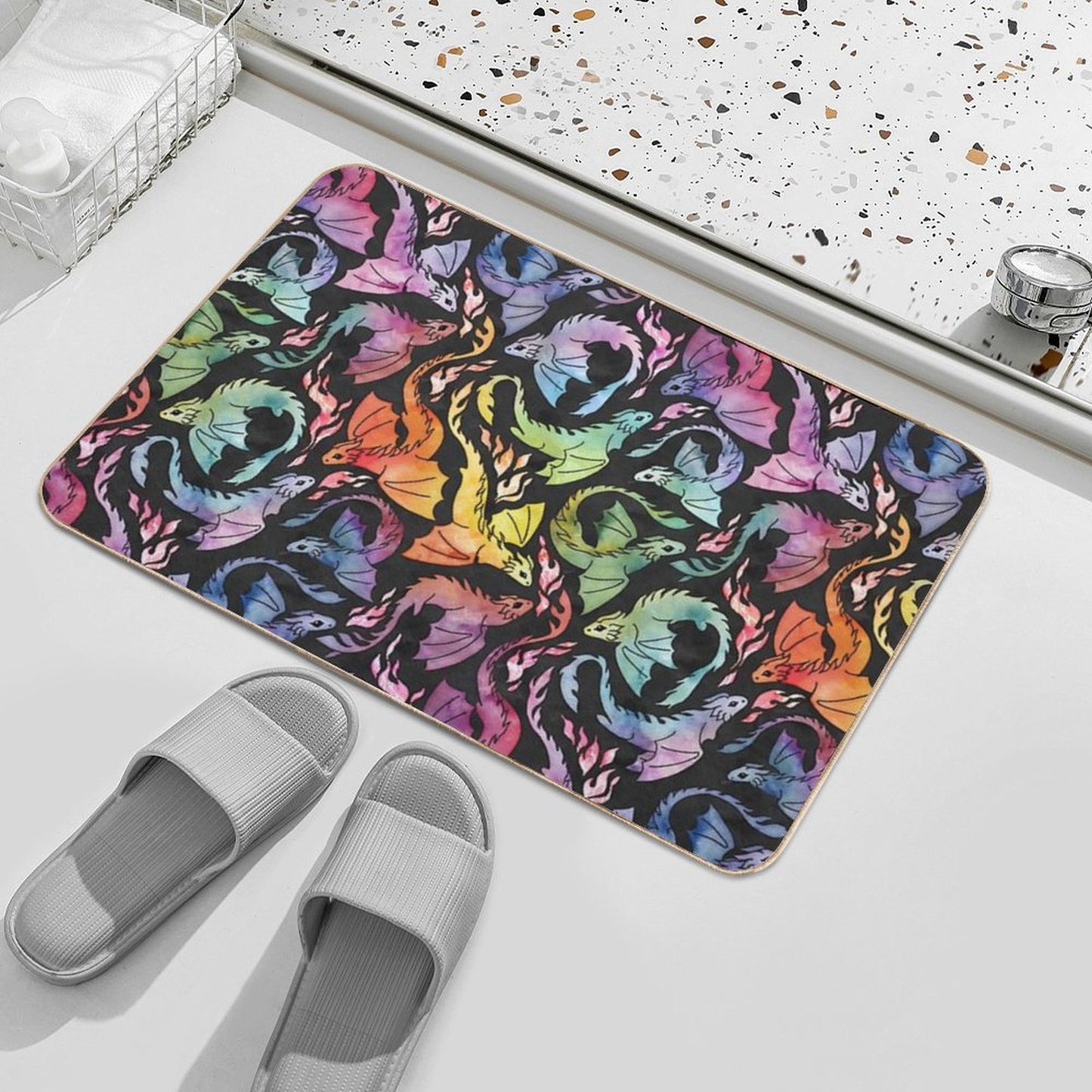 Dragon Fire Dark Rainbow Bath Mat