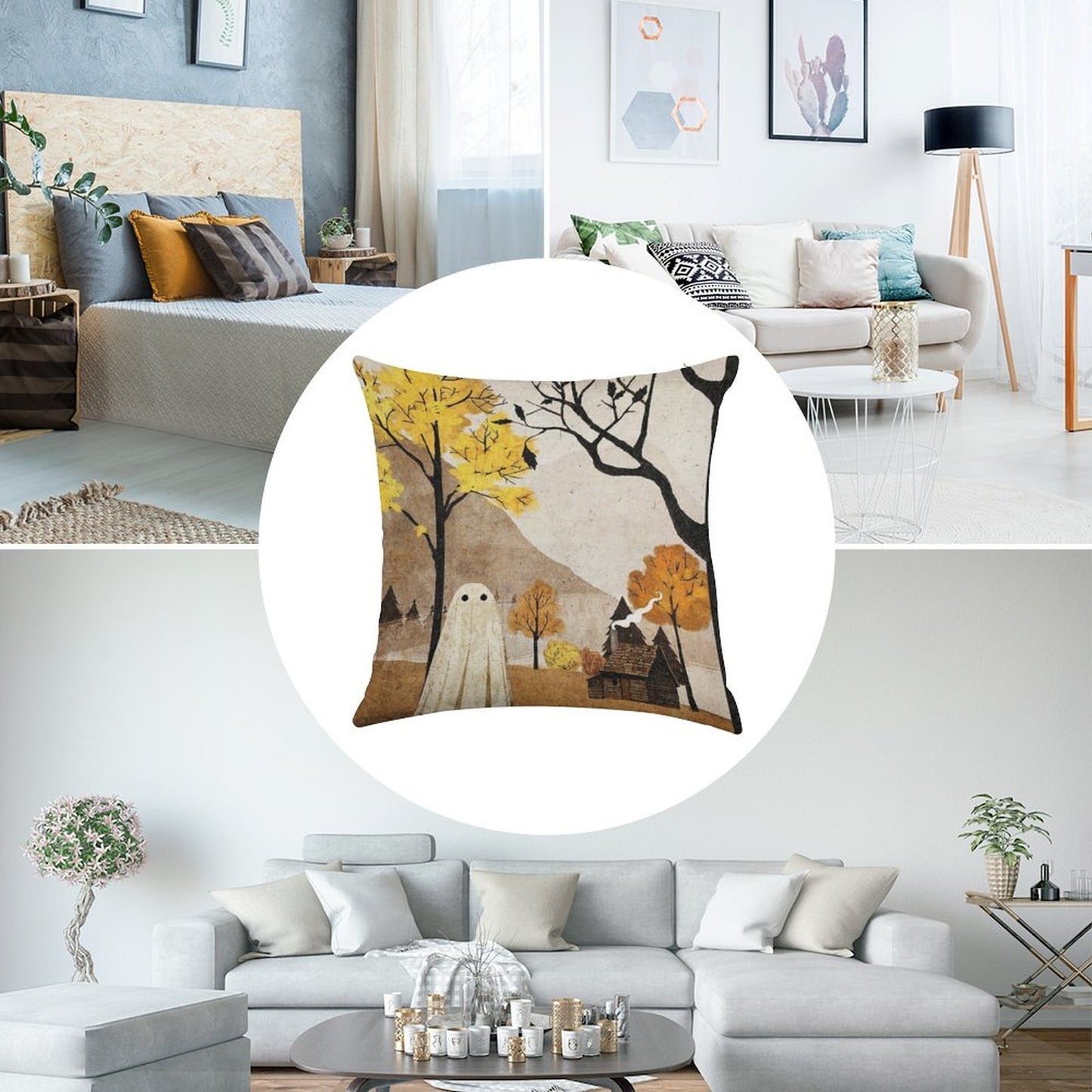 Walter in Autumn Linen Throw Pillow Cover