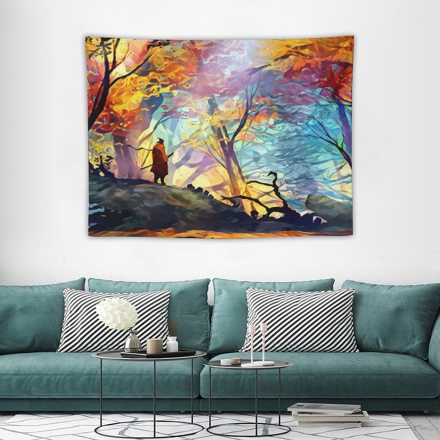 A Wolf in The Colorful Forest Tapestry