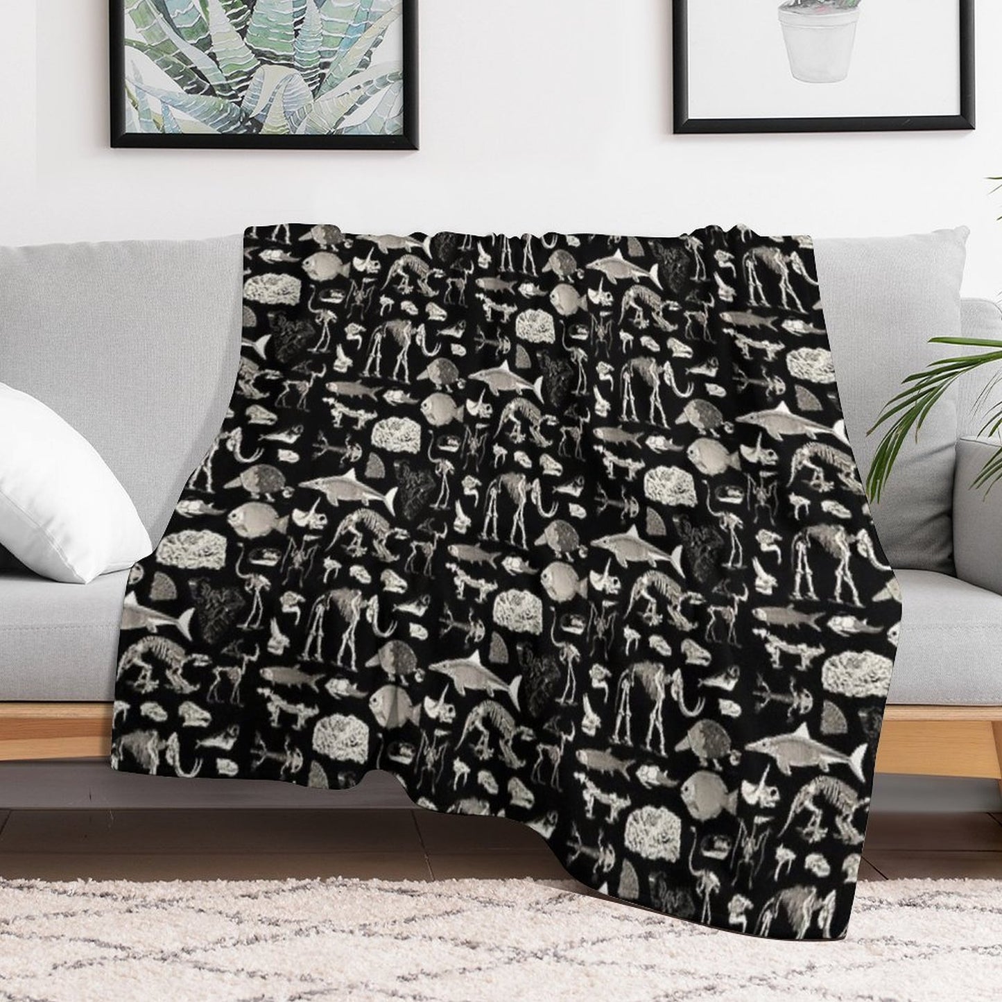 Paleontology Illustration Throw Blanket