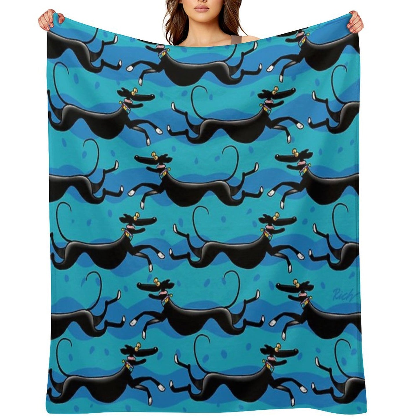 Blue Zoomies Pattern Throw Blanket