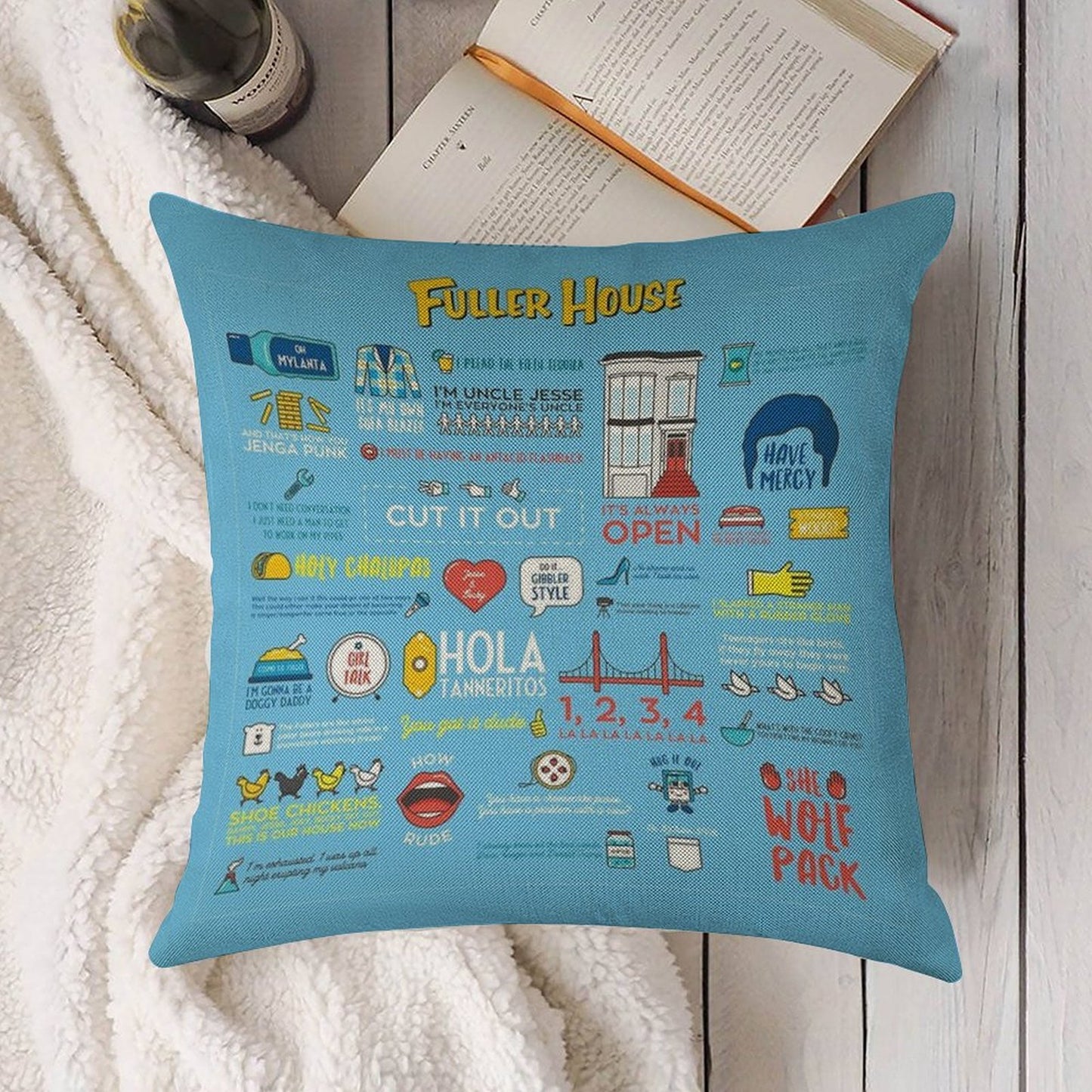 Fuller House Quotes Linen Throw Pillow Cover