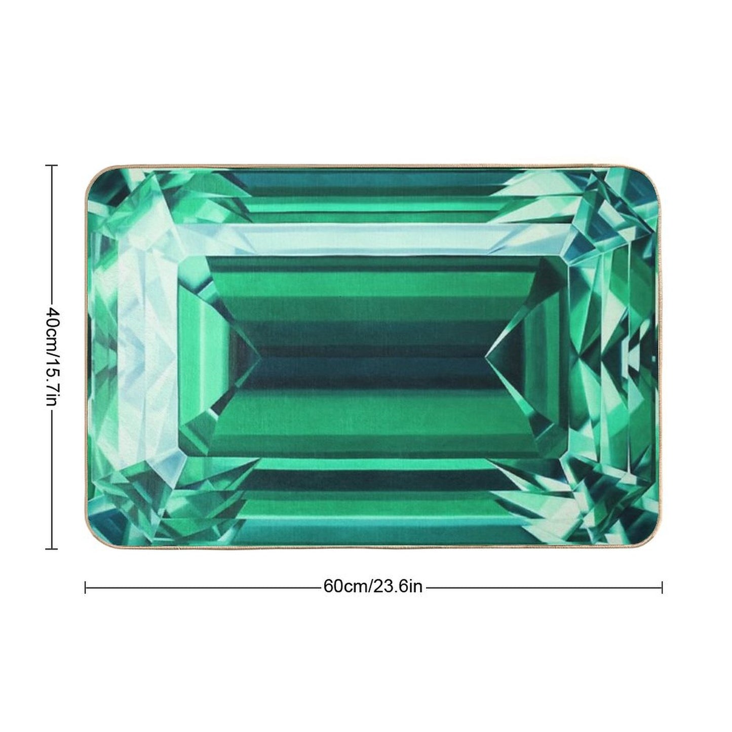 Colorful Gemstone Collection. Emerald Gem Hand-Painted Artwork Bath Mat