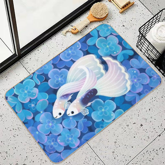 White Tuxedo Guppy Bath Mat