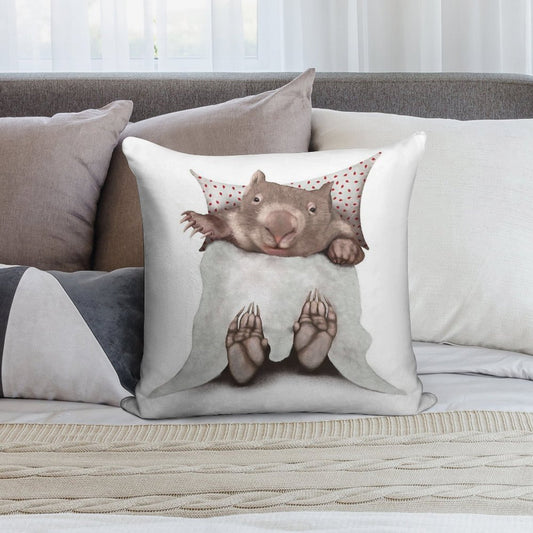 Wombat in Bed Soft Bedroom Essential Throw Pillow