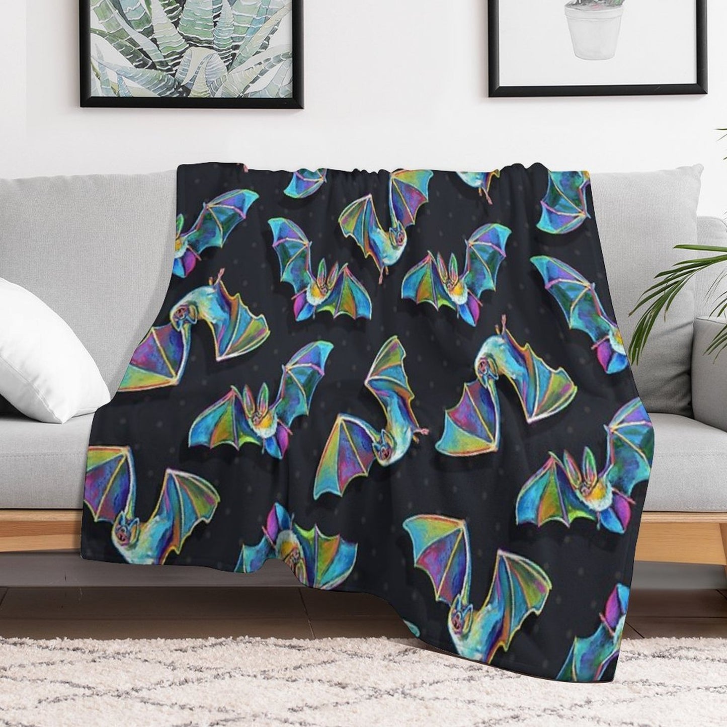 Psychedelic Bat Pattern by Robert Phelps Throw Blanket