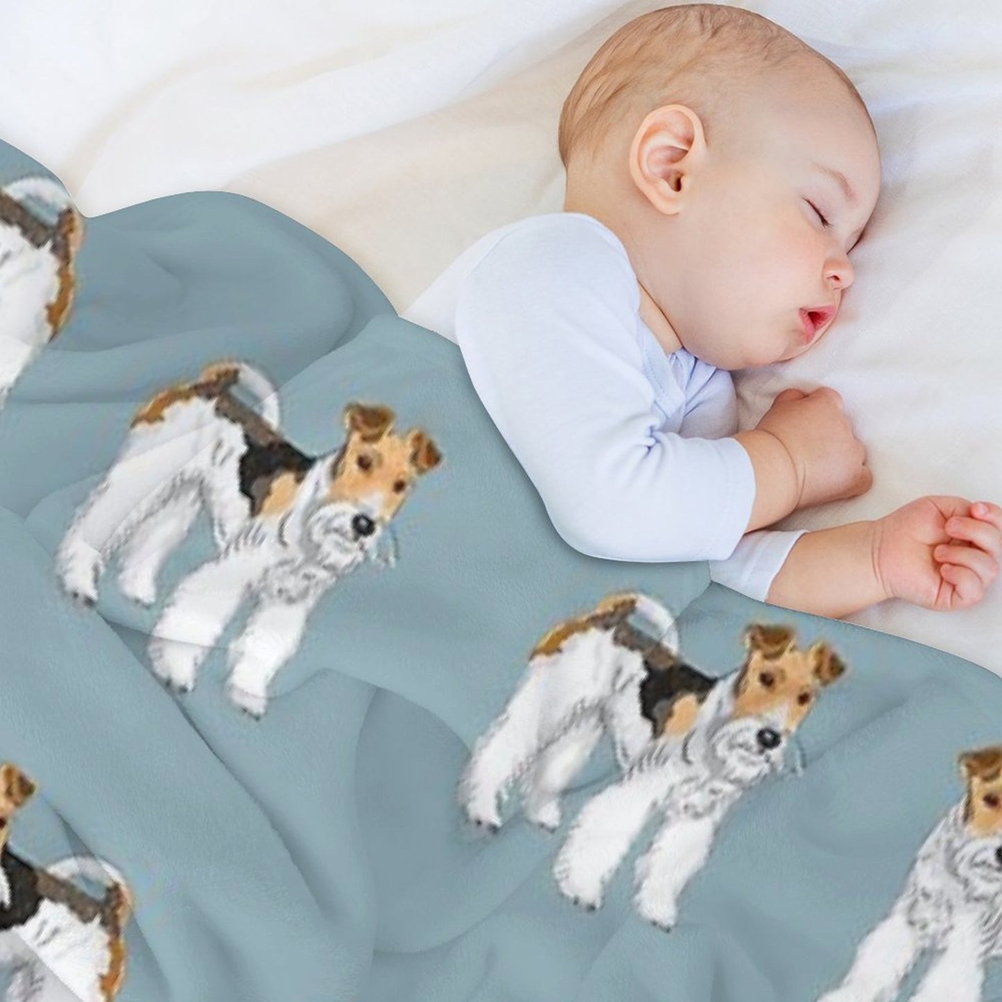 Retro Wire Haired Fox Terrier Design Throw Blanket