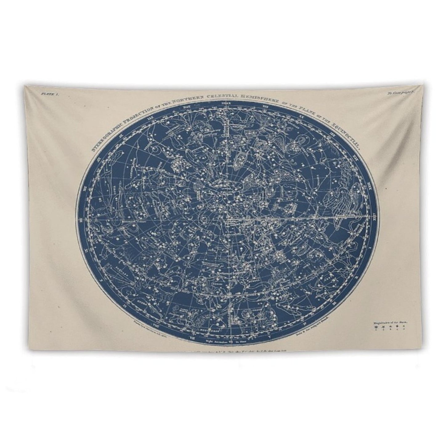 Constellations of The Northern Hemisphere Vintage Azure Blue Tapestry