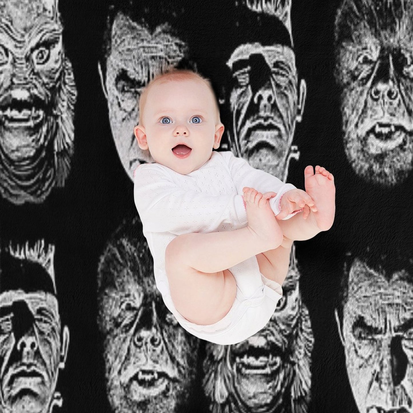 Universal Studios, Monsters, Monster Mash, Dracula, Wolfman, Frankenstein, Creature Throw Blanket