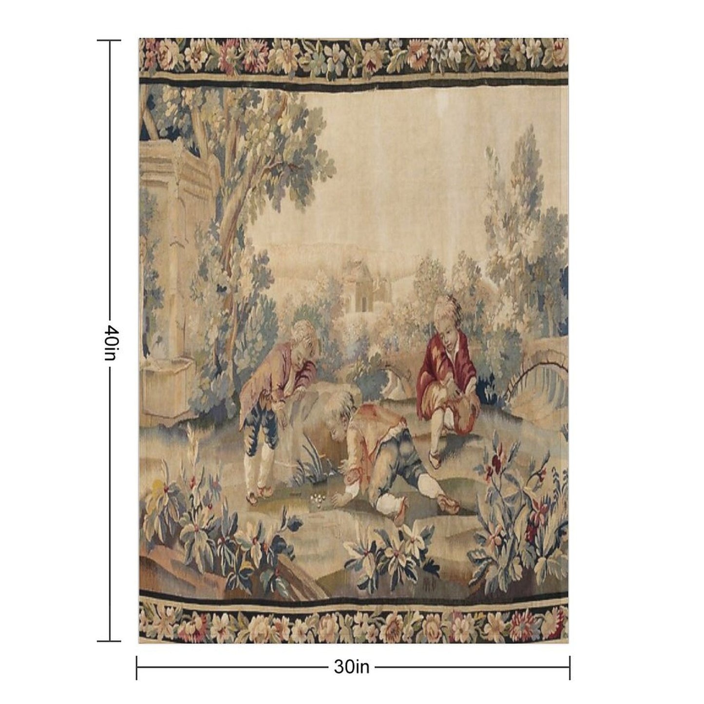 Aubusson Antique French Tapestry Print Throw Blanket