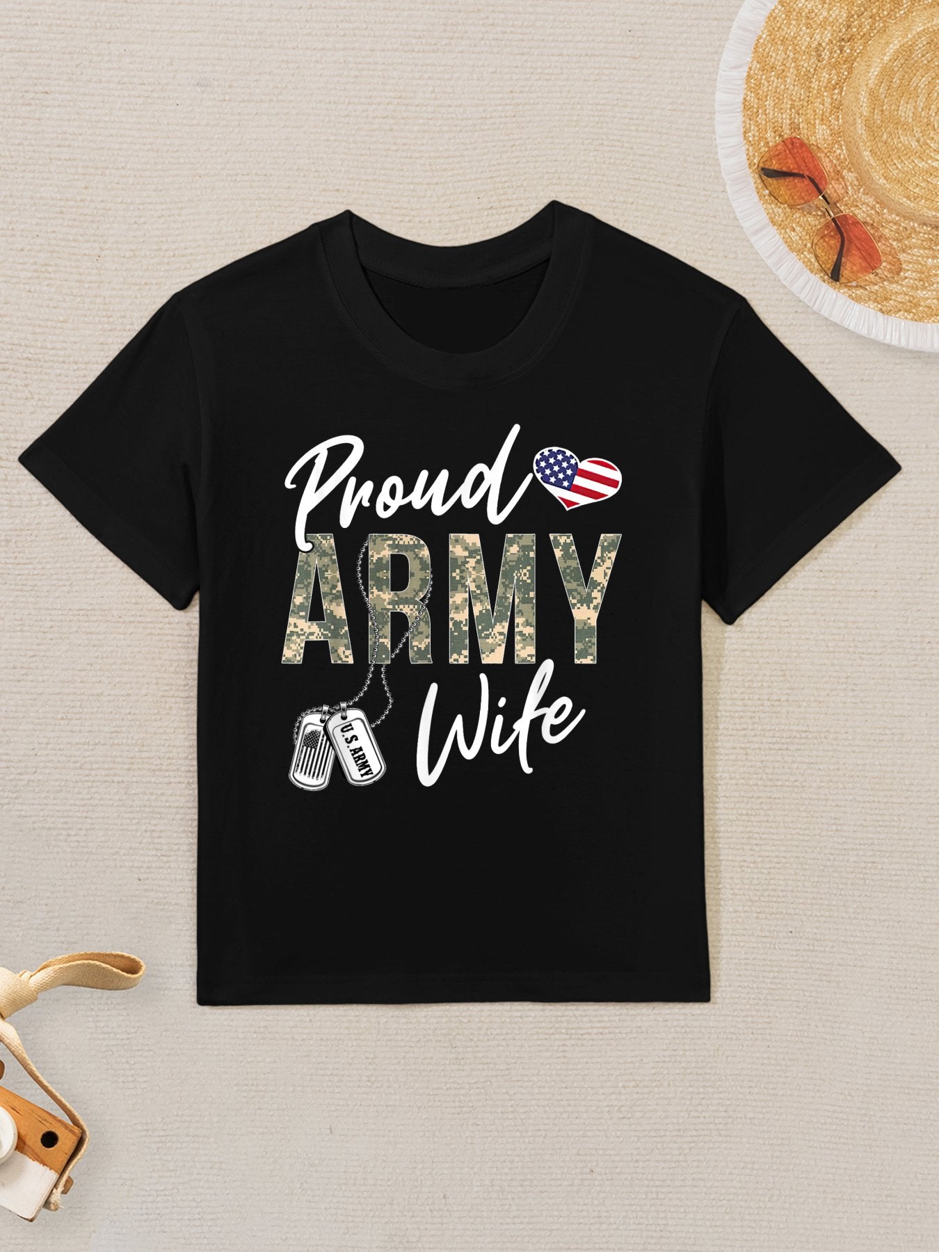 Proud Army Wife Army Graduation Wife US Army Wife Gifts Kids T-Shirt