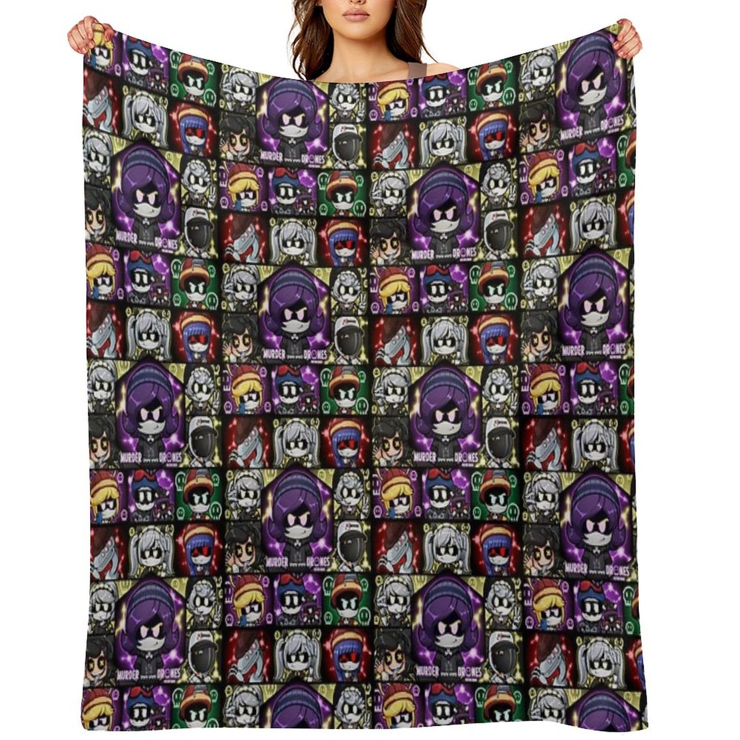 Murder Drones Fanart Chibis Throw Blanket