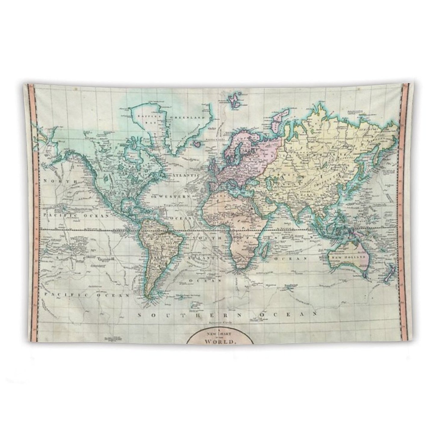 Vintage Map of The World Tapestry