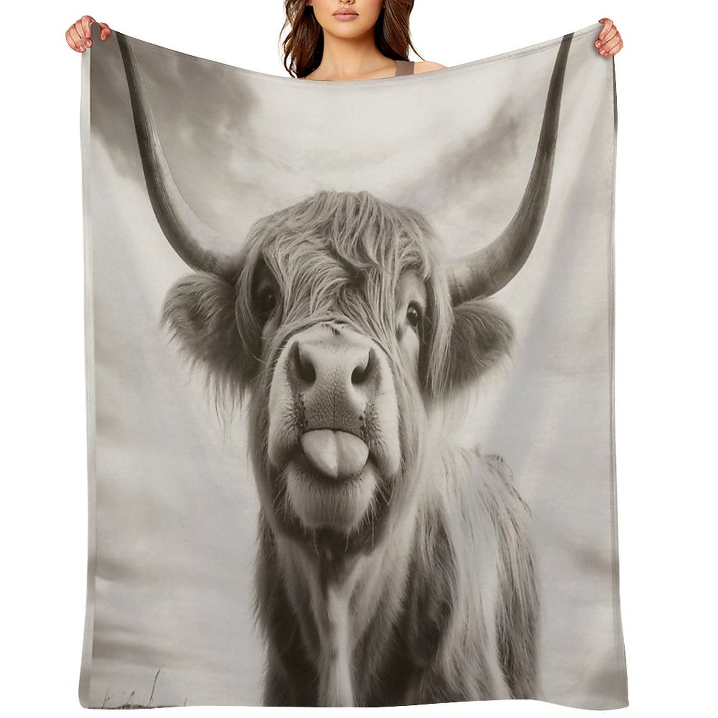 Cheeky Highland Cow Throw Blanket