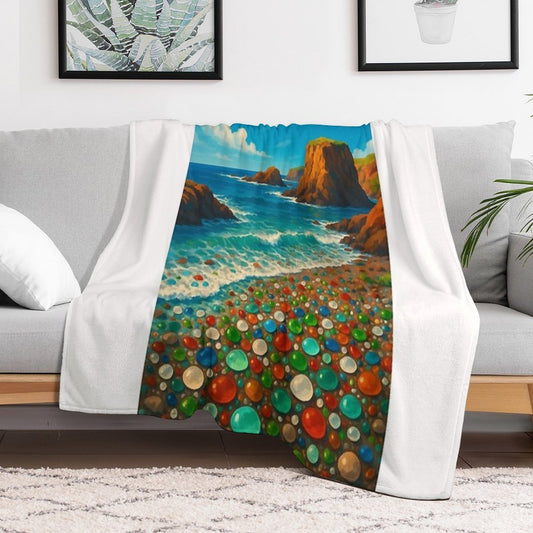 Pacific Waves at Glass Beach, Fort Bragg California Throw Blanket