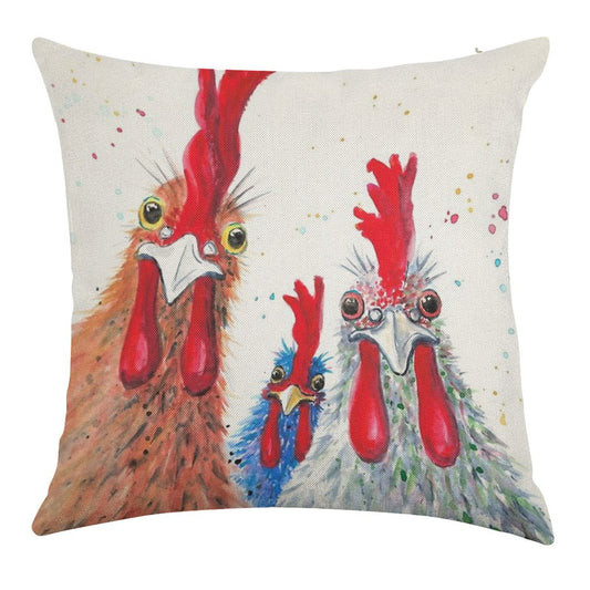 Chicken Ladies, Hen, Chicken, Rooster, Bird Linen Throw Pillow Cover
