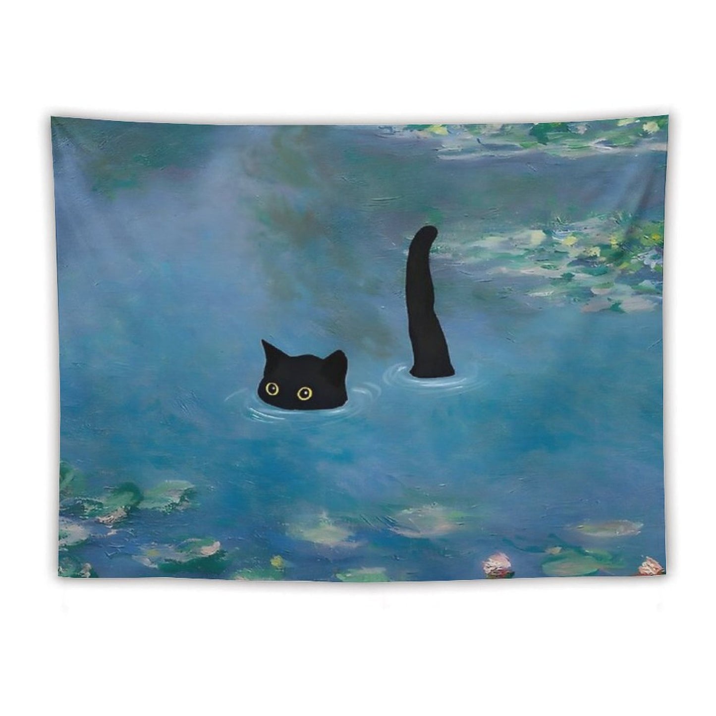 Cat Print Monet Waterlily Tapestry