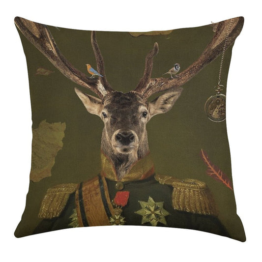 Heneral Le Cerf Linen Throw Pillow Cover
