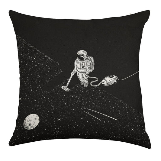 Space Cleaner Linen Throw Pillow Cover