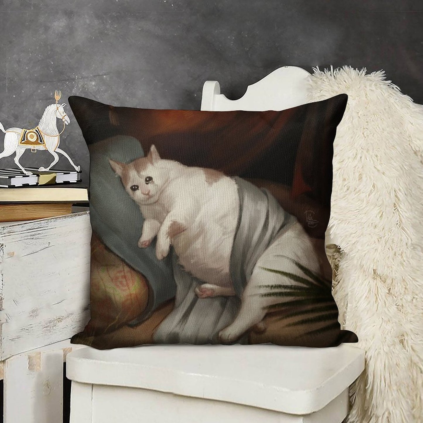 Crying in Renaissance Linen Throw Pillow Cover