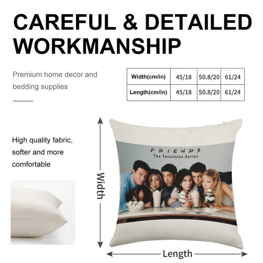 Friends Milkshake Linen Throw Pillow Cover