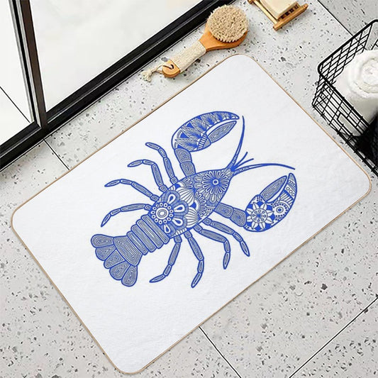 Lobster (blue And White, Horizontal) Bath Mat