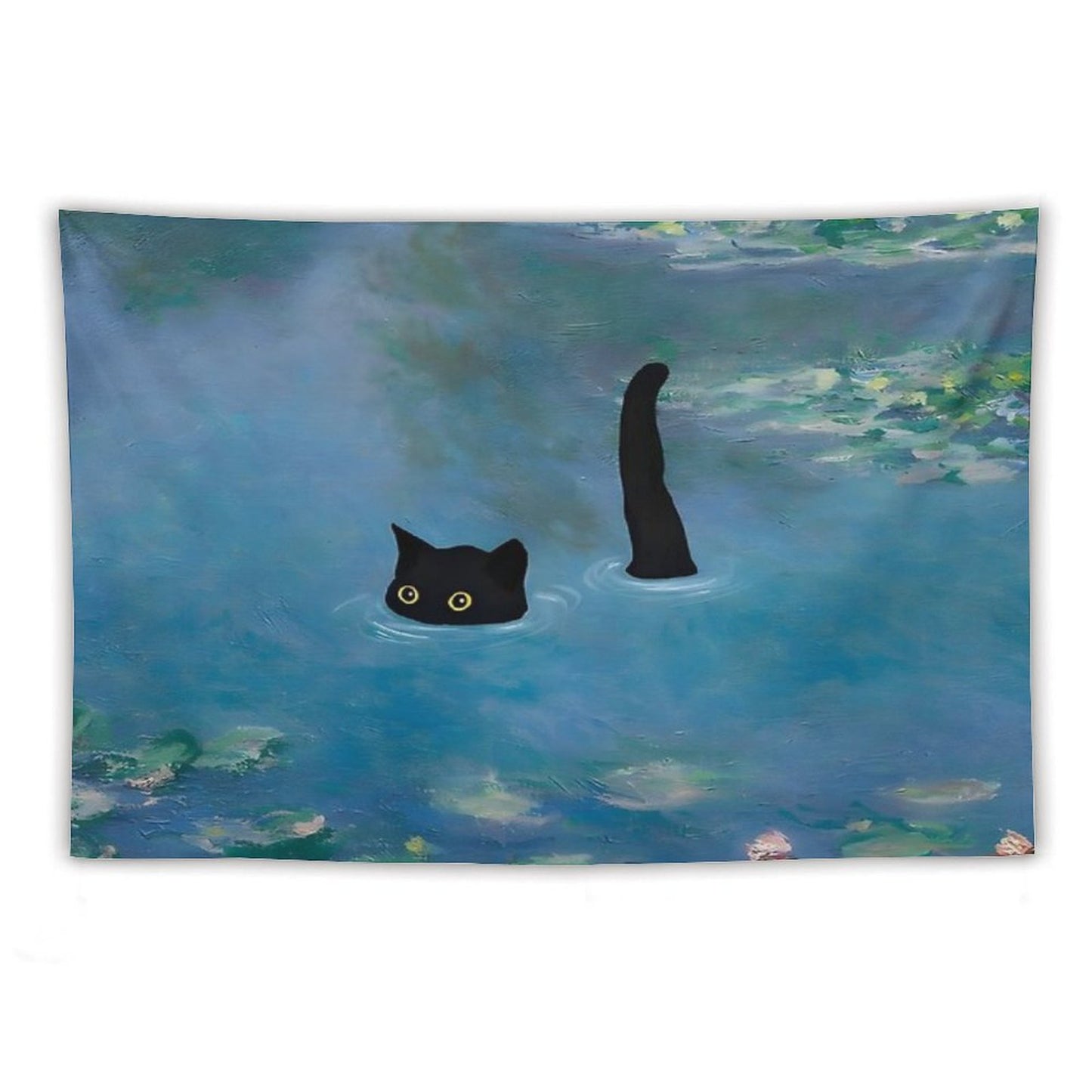 Cat Print Monet Waterlily Tapestry