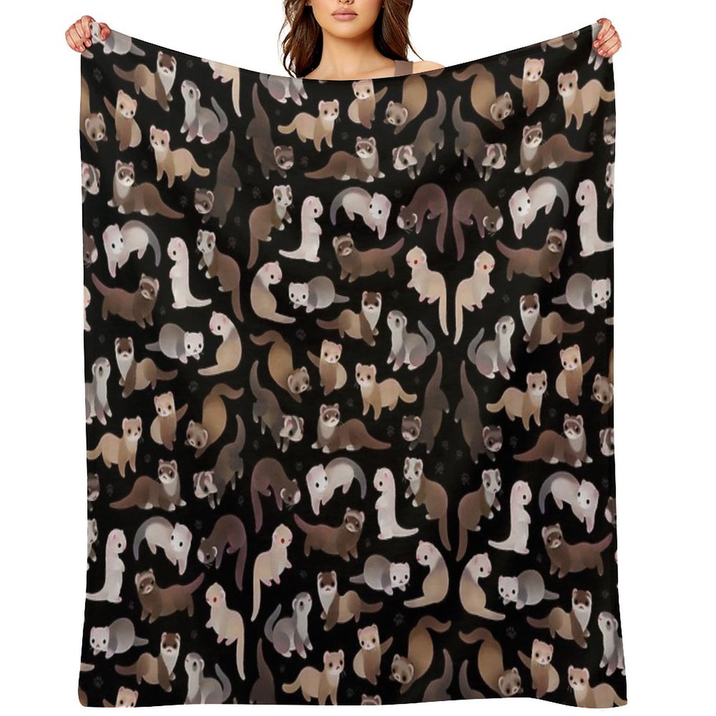 Ferret - Dark Throw Blanket