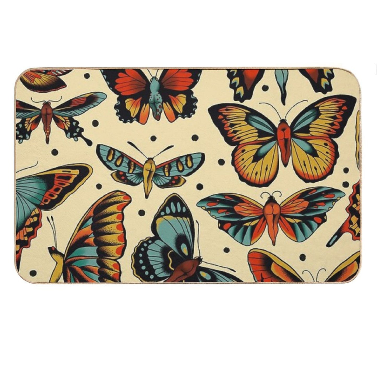 Butterflies Traditional Tattoo Flash Bath Mat