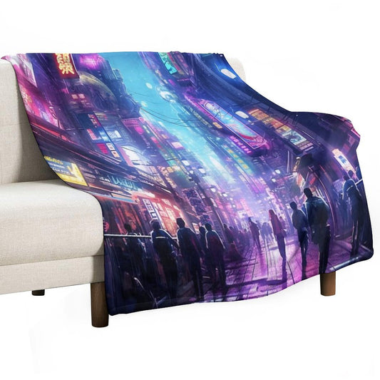 Cyberpunk Tokyo Dreamscape Throw Blanket