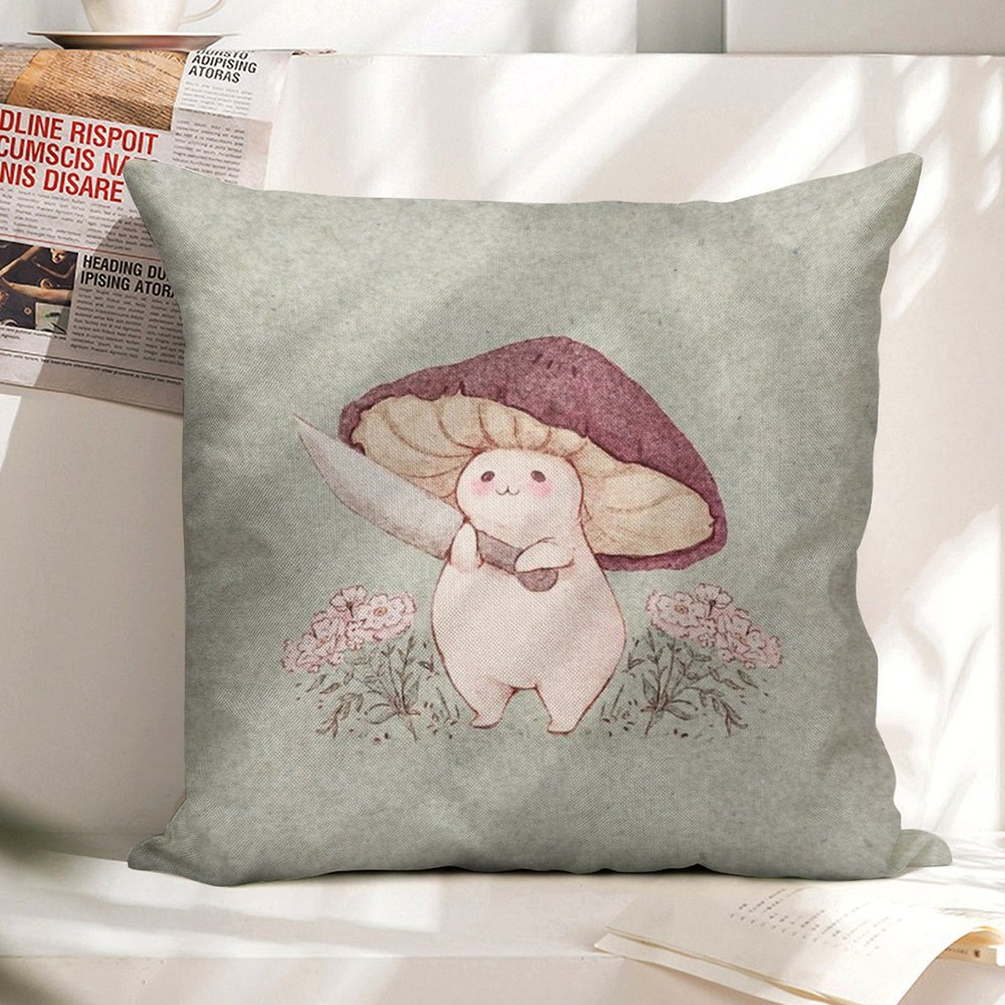 Let Me See What You Have Little Mushroom (no Text) Linen Throw Pillow Cover
