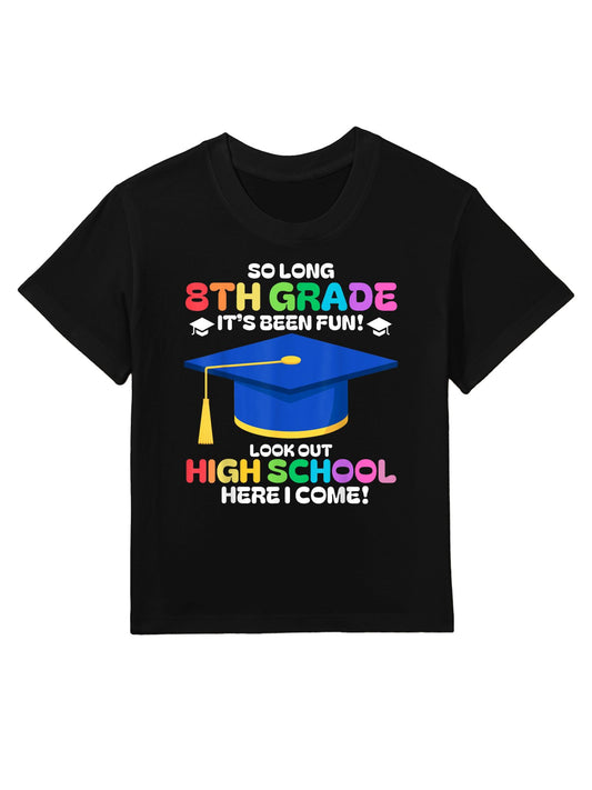 So Long 8th Grade Graduation High School Groovy Vacation Fun Kids T-Shirt
