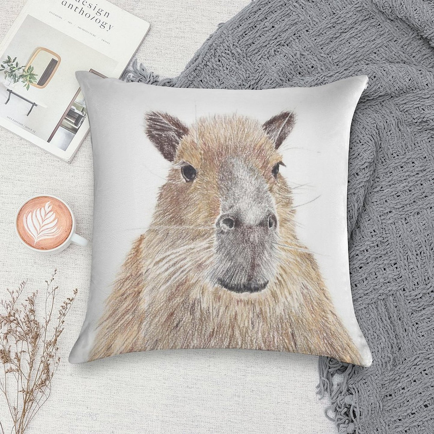 Capybara Soft High-Density Material Throw Pillow