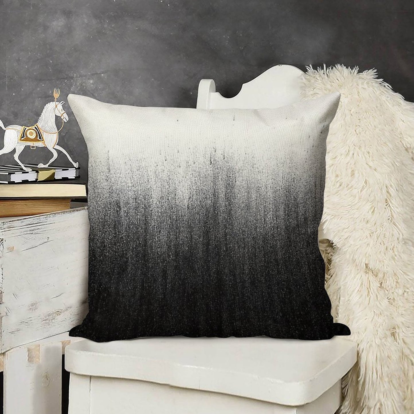 Charcoal Ombré Linen Throw Pillow Cover