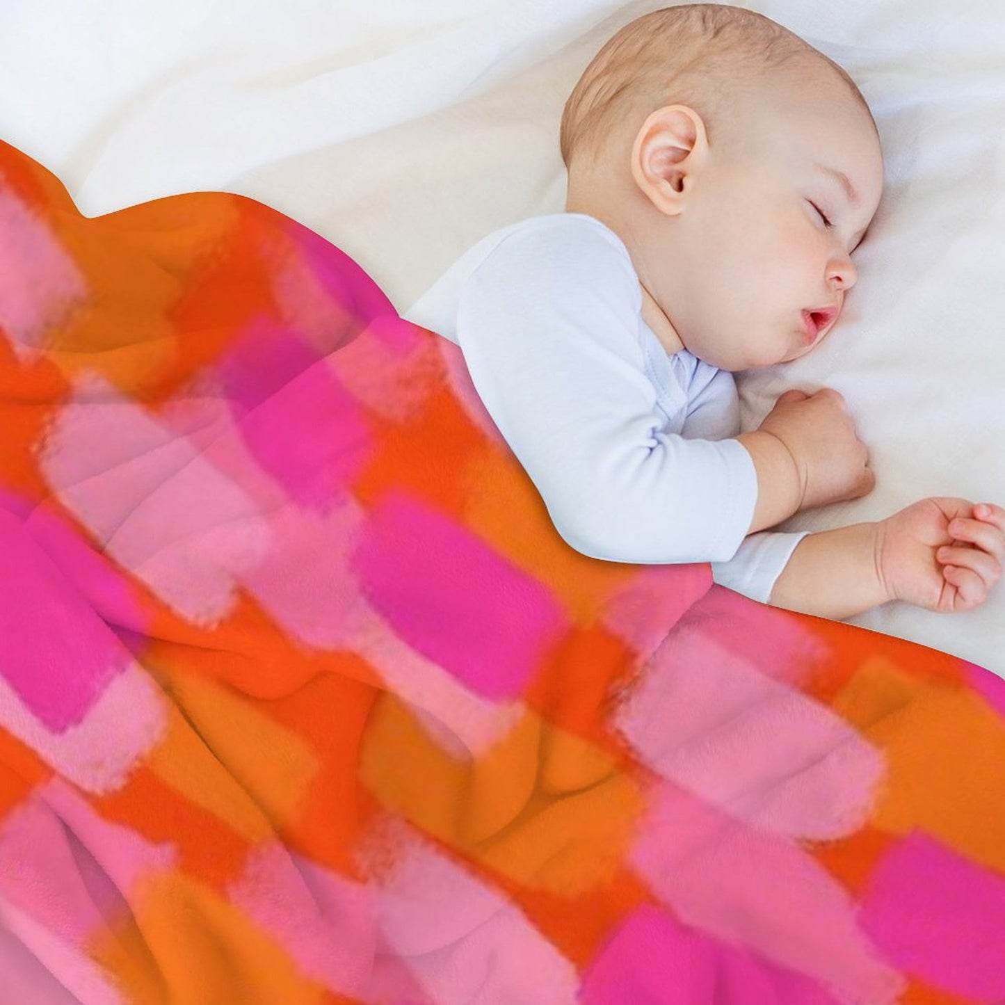 Abstract, Pink And Orange, Paint Brush Effect Throw Blanket