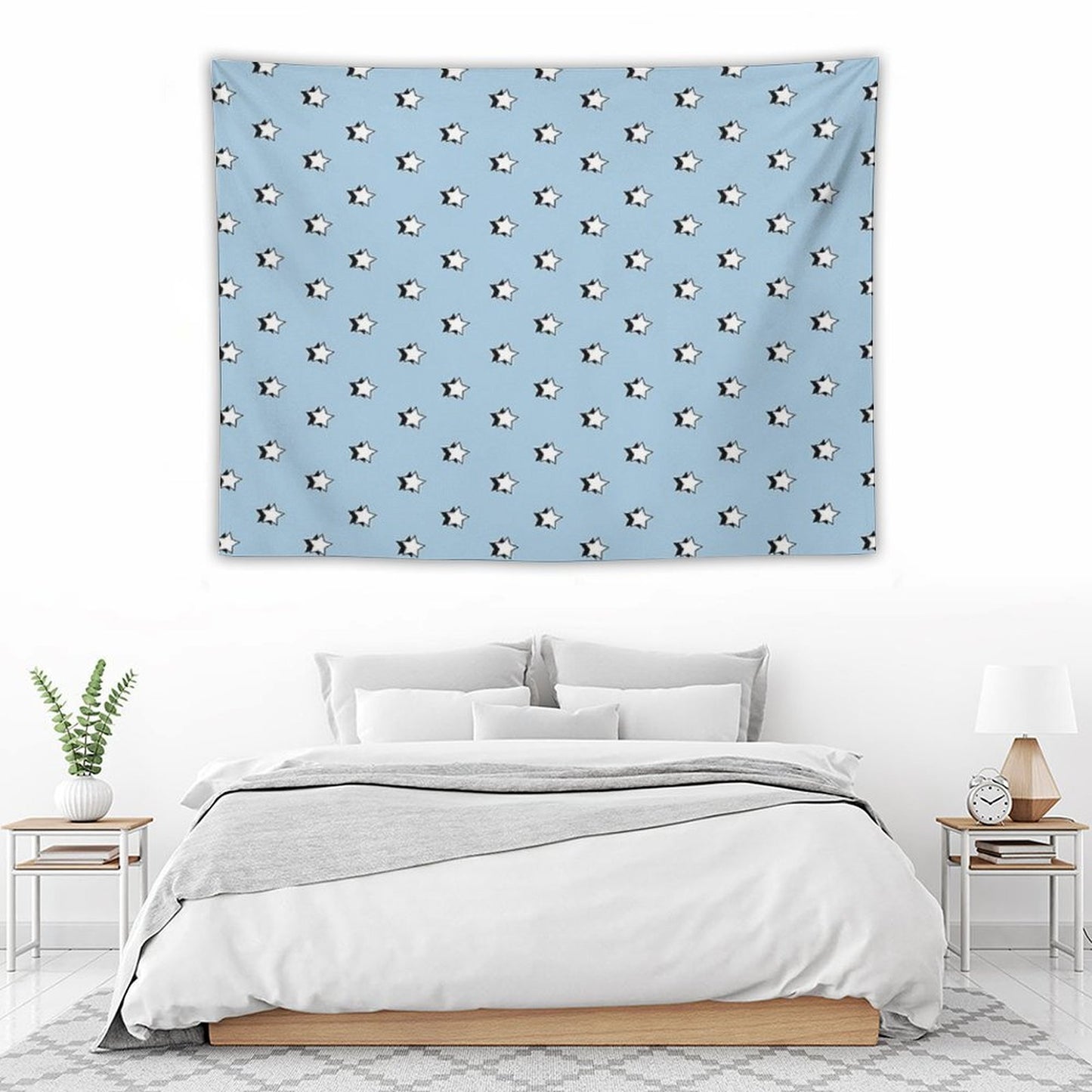 Light Blue Retro VSCO Stars Tapestry