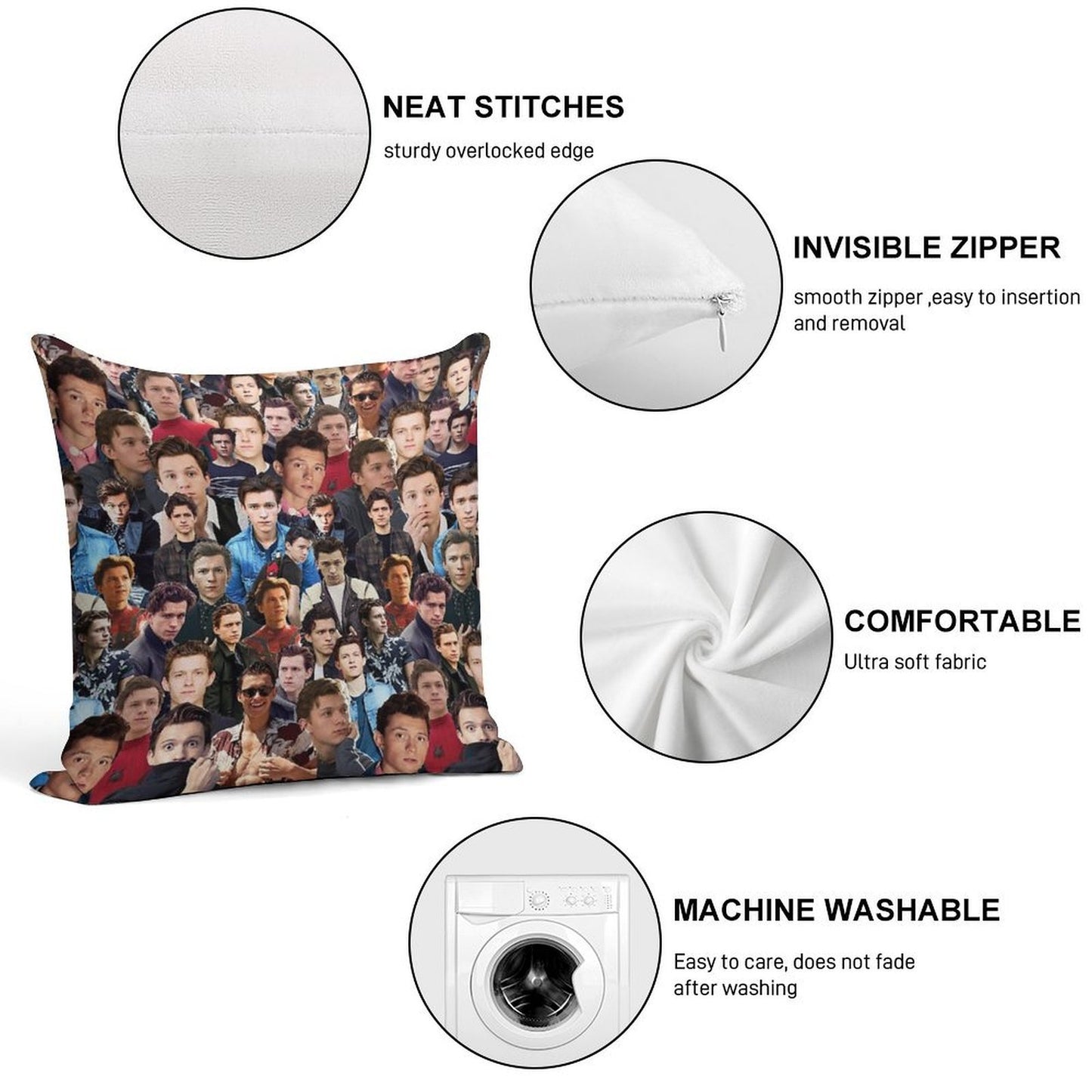 Tom Holland Collage Soft Warmth Comfort Throw Pillow