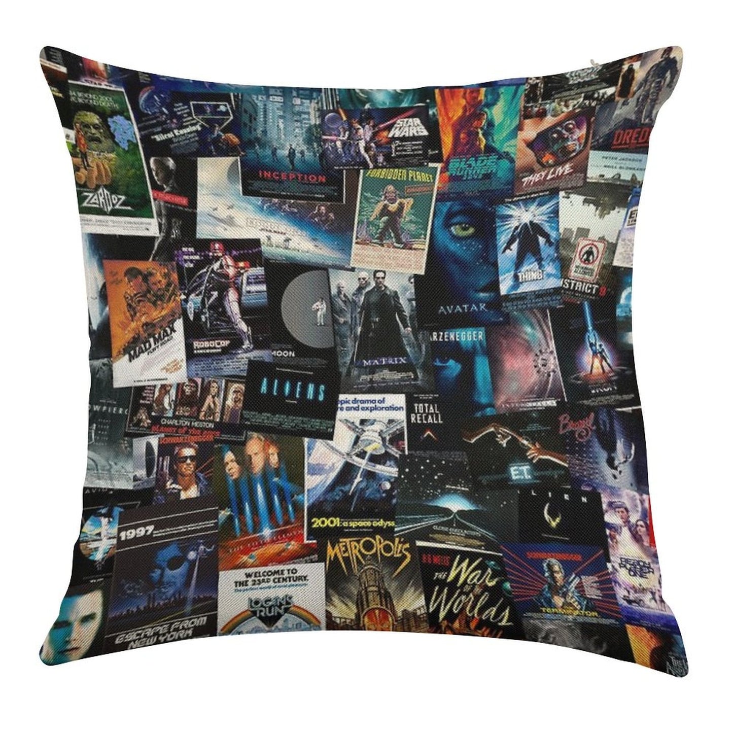 Sci-Fi Movie Posters Linen Throw Pillow Cover