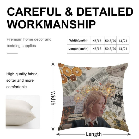 The Boy Who Was Laughing Until The Very End  Fred Weasley Linen Throw Pillow Cover