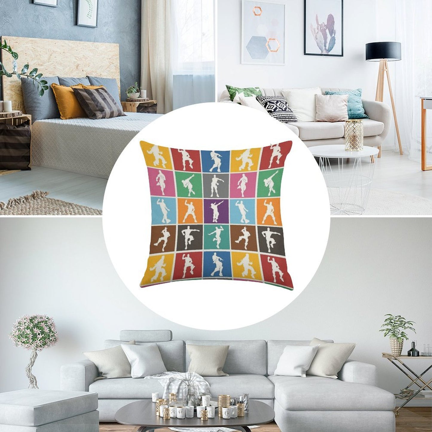 Battle Royale Victory Dance Rainbow Lattice Funny Linen Throw Pillow Cover
