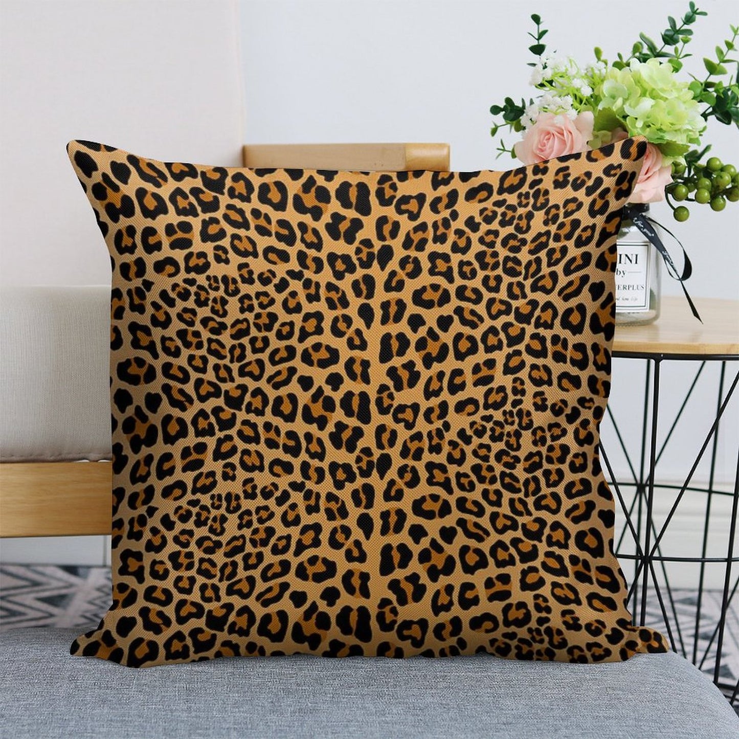 Trendy Leopard Print Aesthetic – Wild Animal Pattern Design Linen Throw Pillow Cover