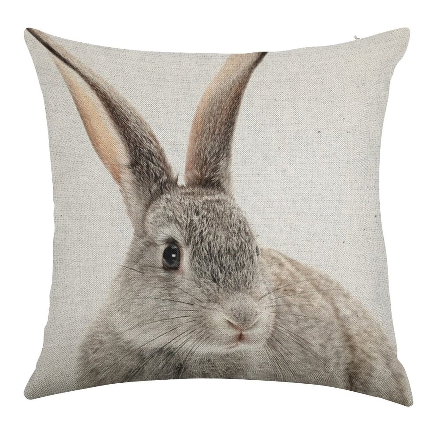 Rabbit 34 Linen Throw Pillow Cover