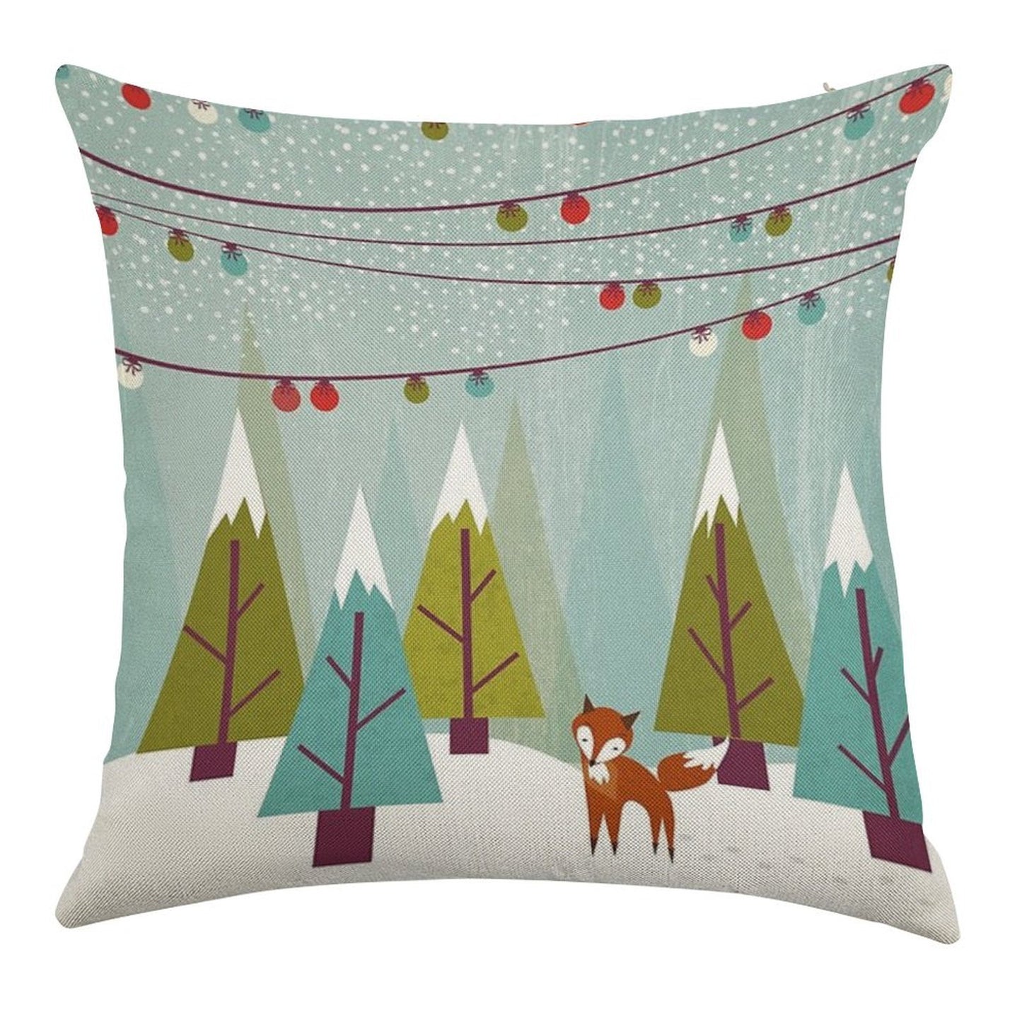 Winter Linen Throw Pillow Cover