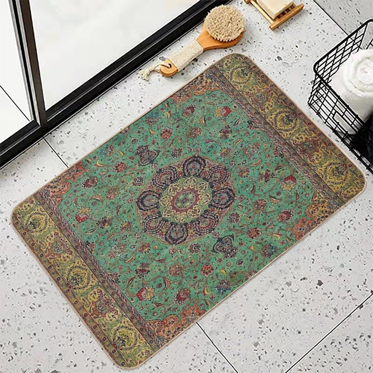 Vintage Antique Persian Carpet Bath Mat