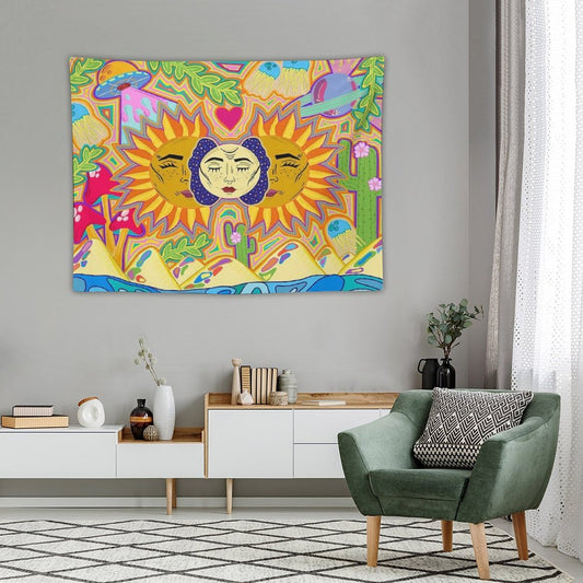 Sun And Moon Design Tapestry