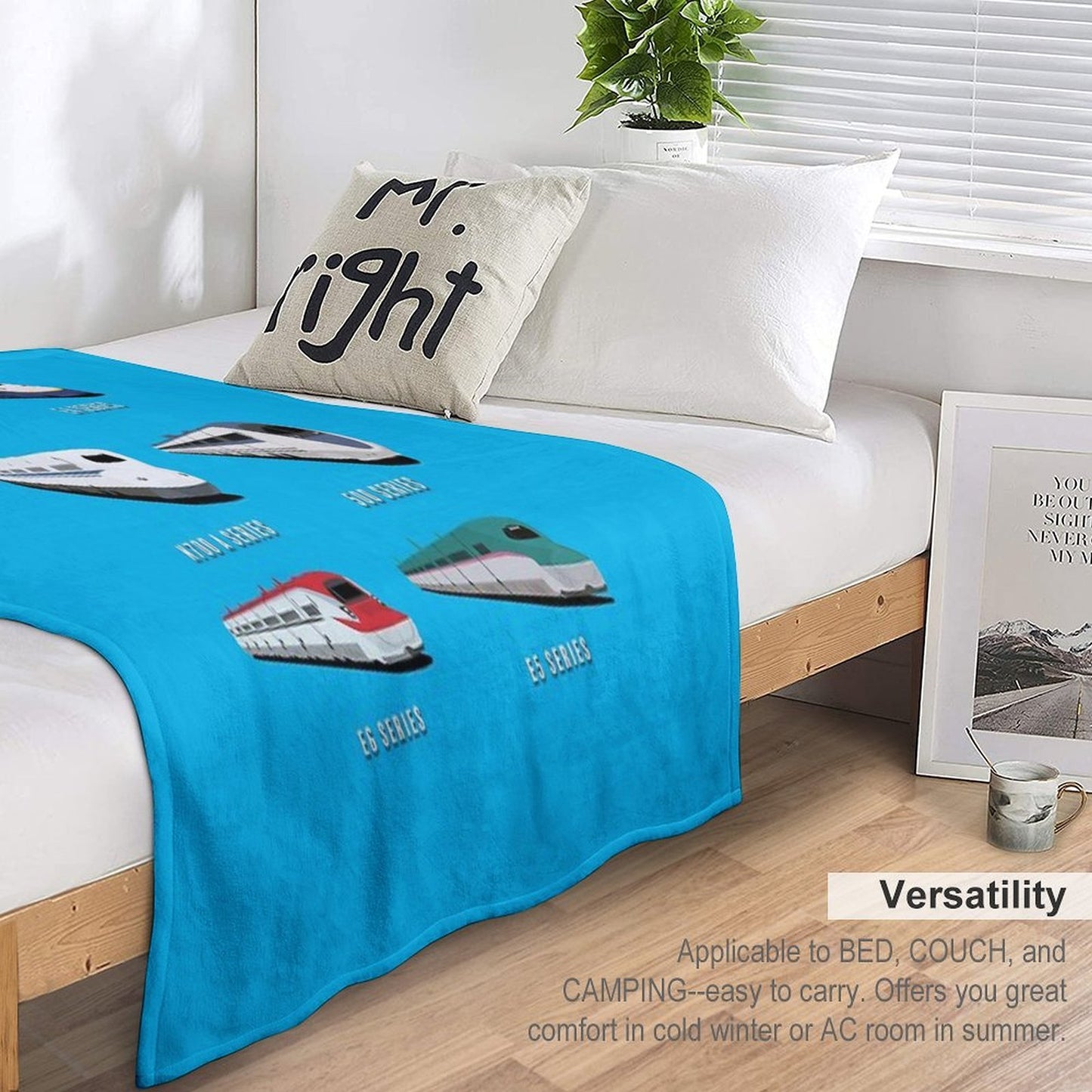Japanese Shinkansen Bullet Trains Throw Blanket