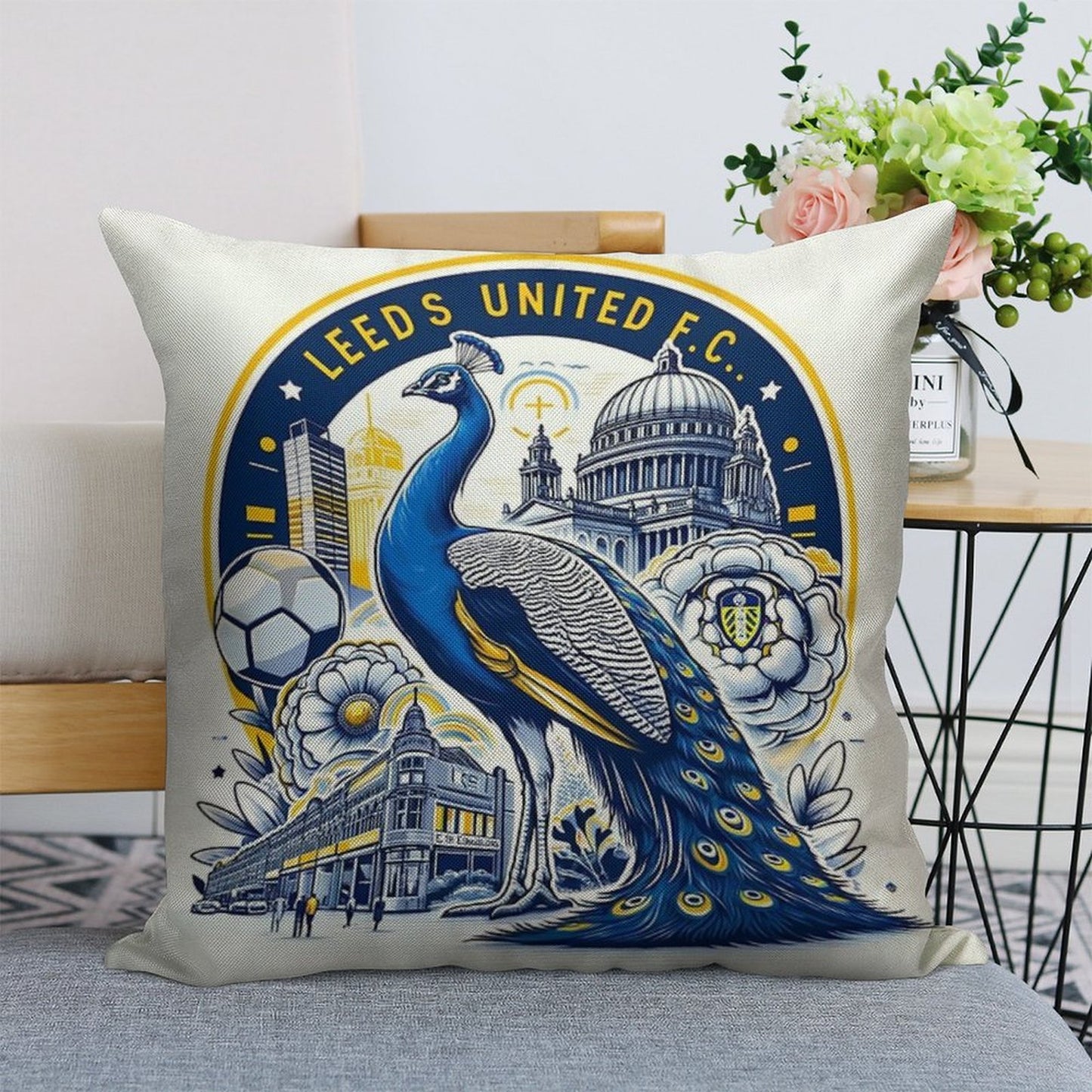 Leeds United Football Club Artwork Linen Throw Pillow Cover